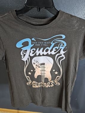 Fender Graphic Tee in Black with Blue & Cream Print